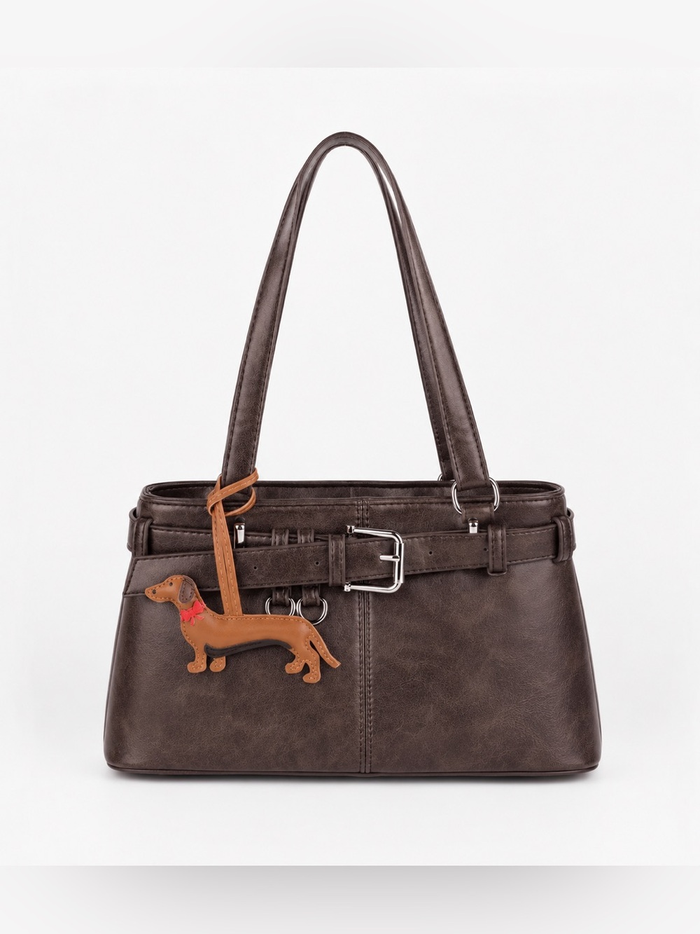 Dachshund Leather Bag Charm Key - Tan - Picture 4 of 4